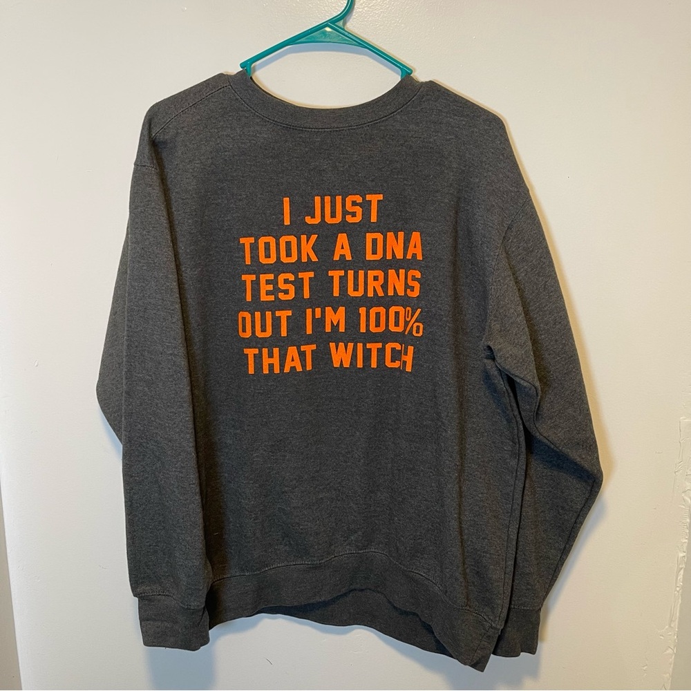 Gray Sweatshirt with Orange Text women’s size large